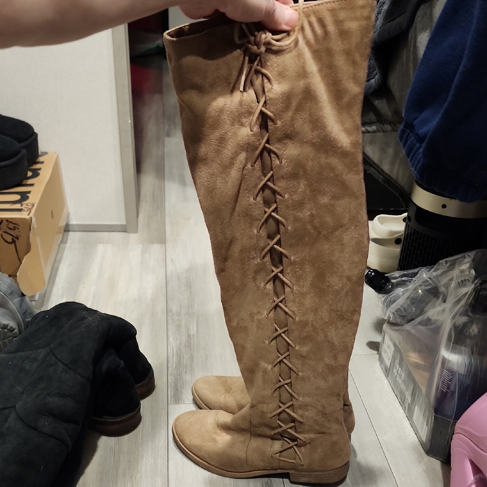 Stylish Over the Knee Tan Boots